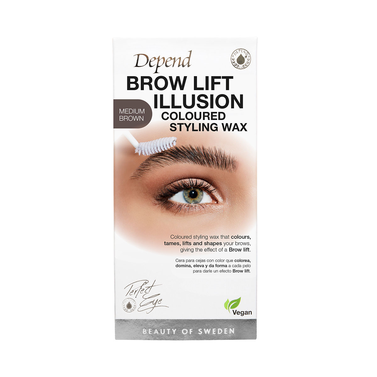 NEW BROW LIFT ILLUSION COLOURED STYLING WAX MEDIUM BROWN Depend